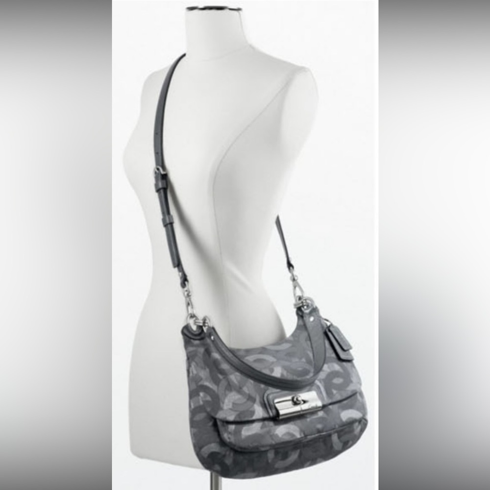 NWT COACH KRISTIN LUREX METALLIC JACQUARD CROSSBODY/SHOULDER BAG IN GUNM… - Picture 4 of 13